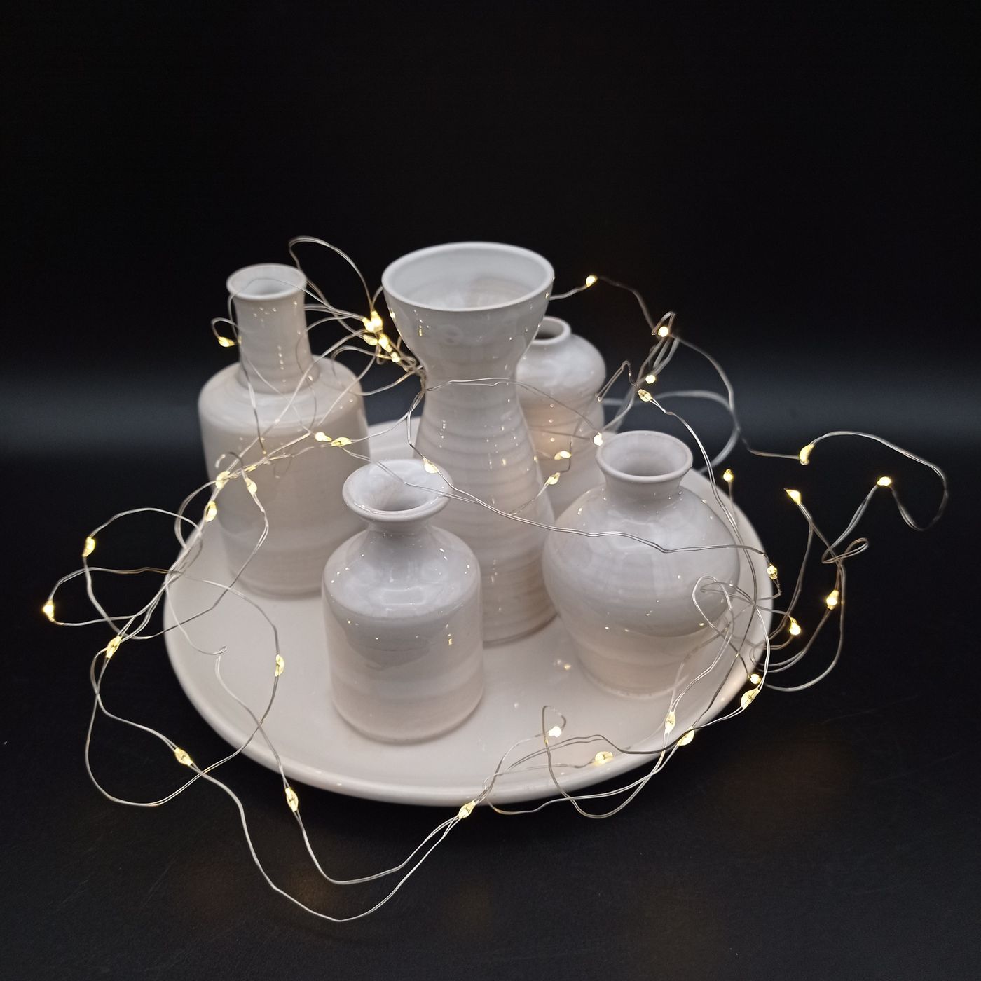 Ivory – kleine Vasen mit Lichterkette